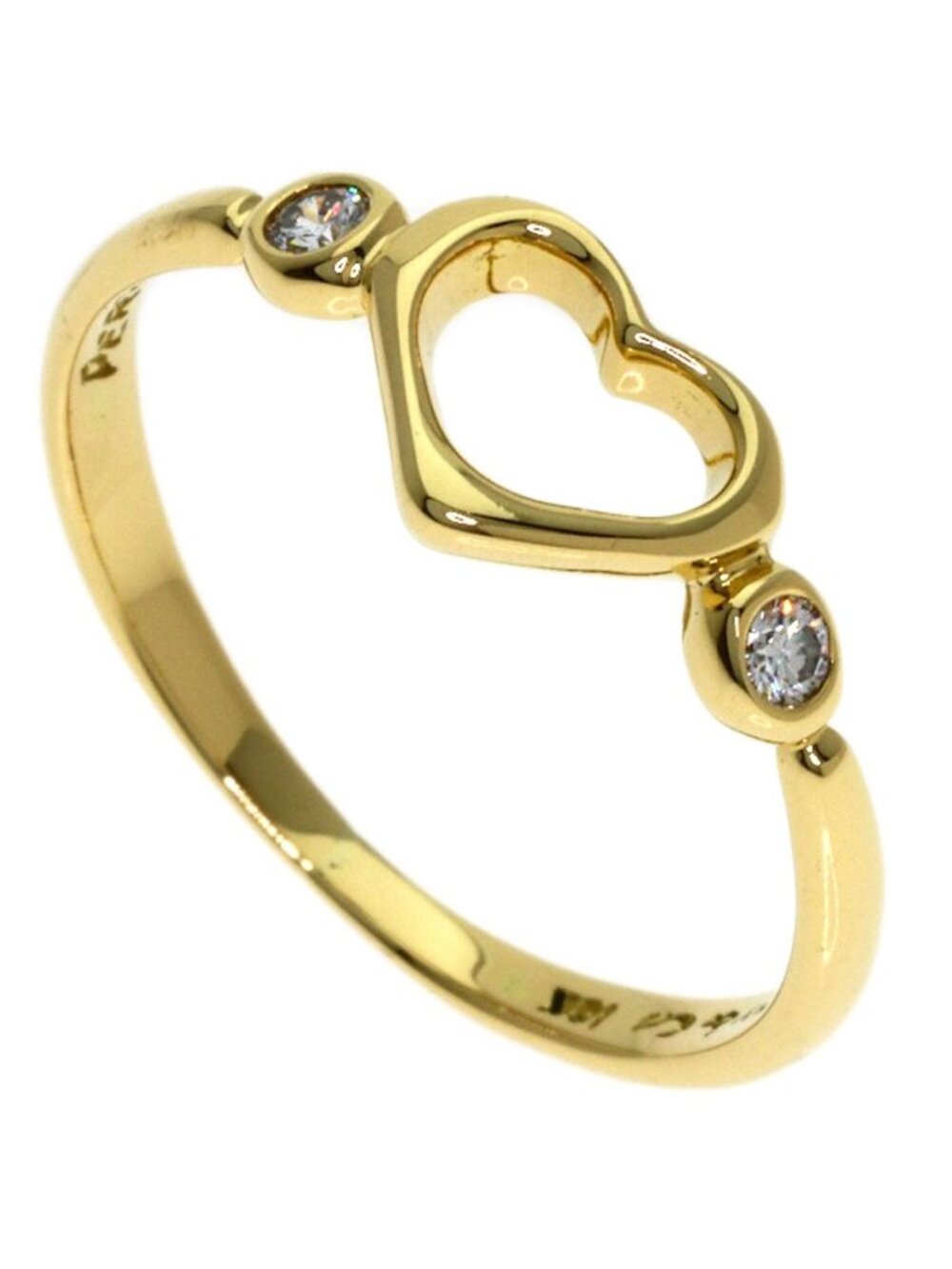 Tiffany & Co Open Heart Diamond Ring 18k Yellow Gold